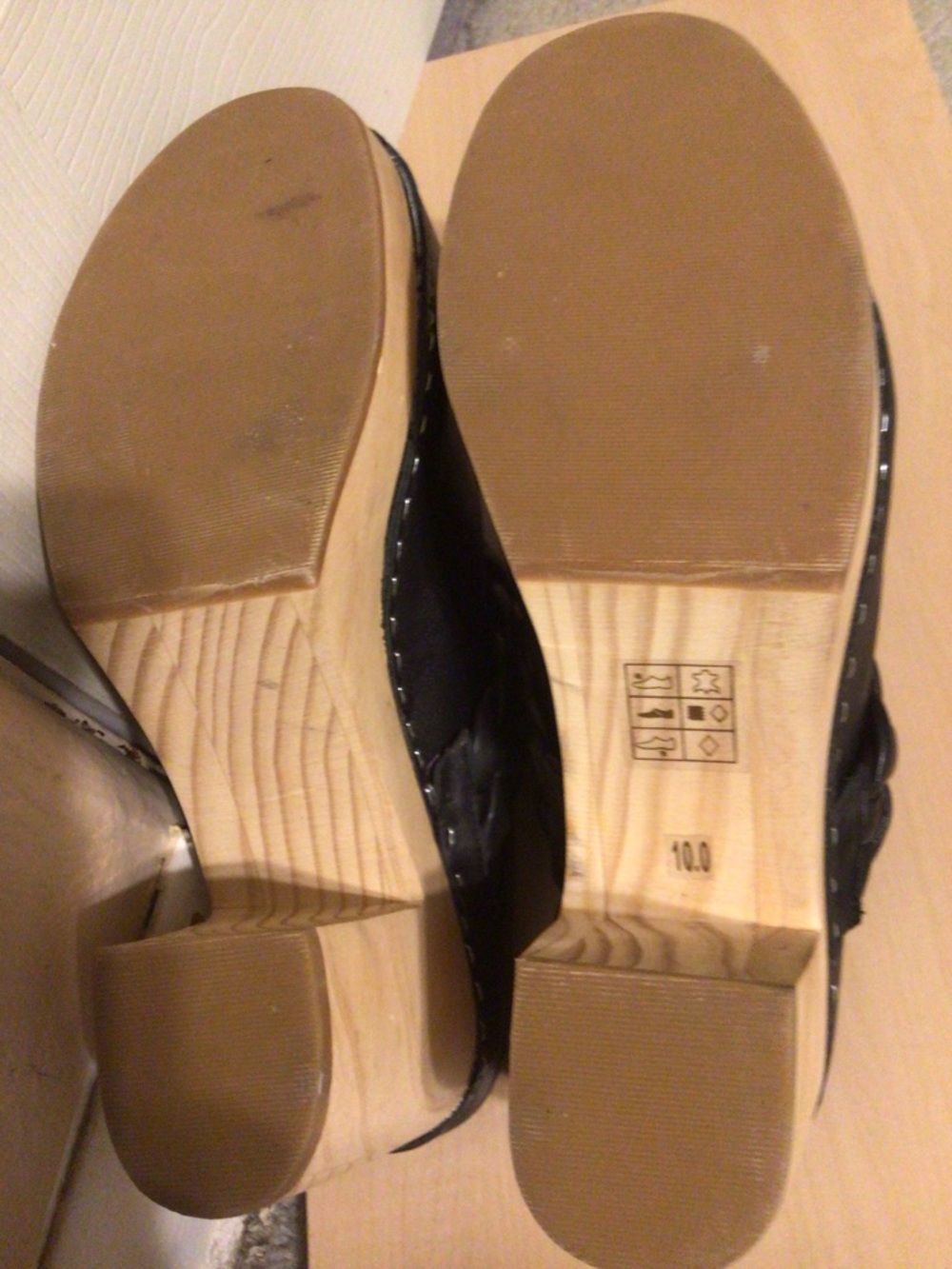 Dolce Vita Black Leather Braided Clog Mules with Wooden Platform Shoes NWOT - Picture 15 of 15